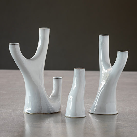Candle Holder Double NOSSE COMPLEMENTS CORAL Stone