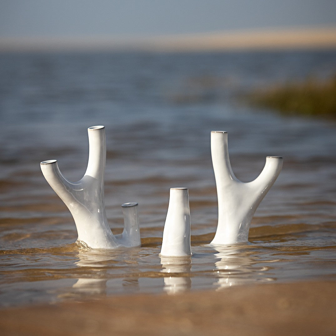 Candle Holder Triple NOSSE COMPLEMENTS CORAL Stone