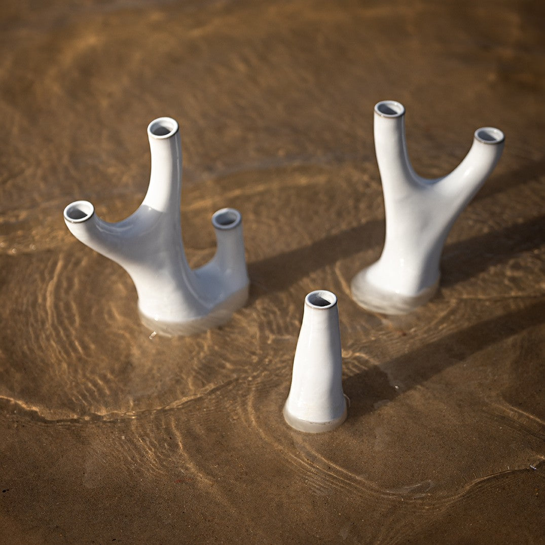 Candle Holder Triple NOSSE COMPLEMENTS CORAL Stone
