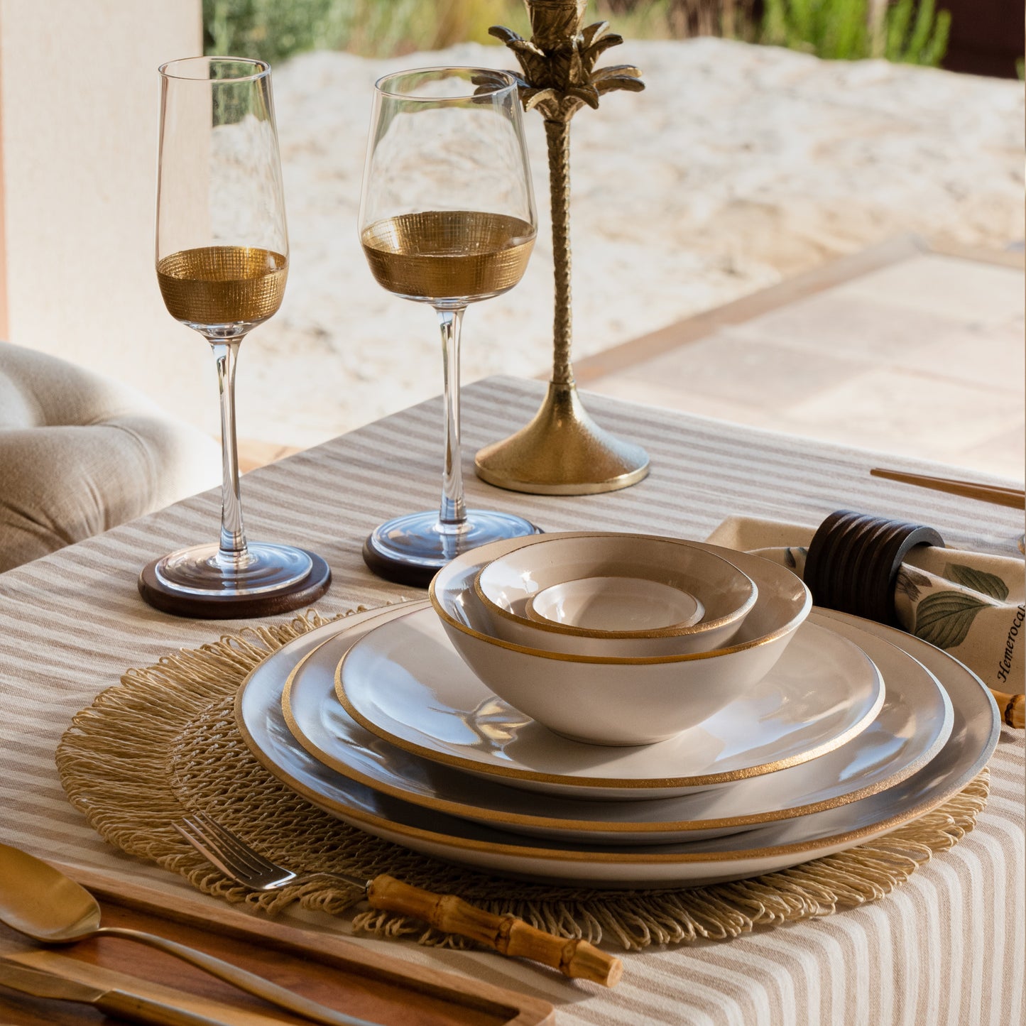 Bowl NOSSE EDGE 16 cm Ivory Gold