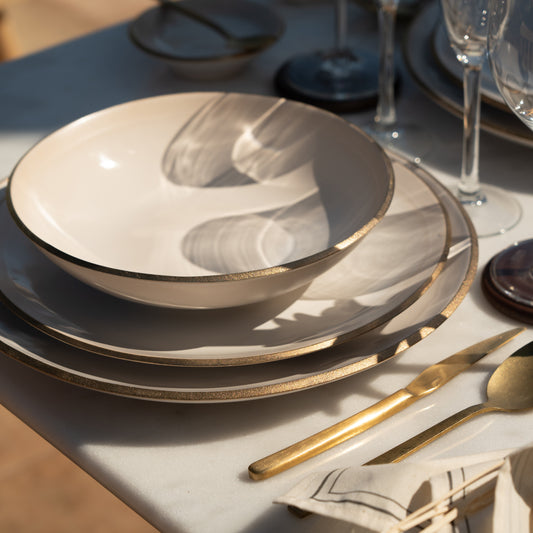 Deep Plate NOSSE EDGE 23 cm Ivory Gold