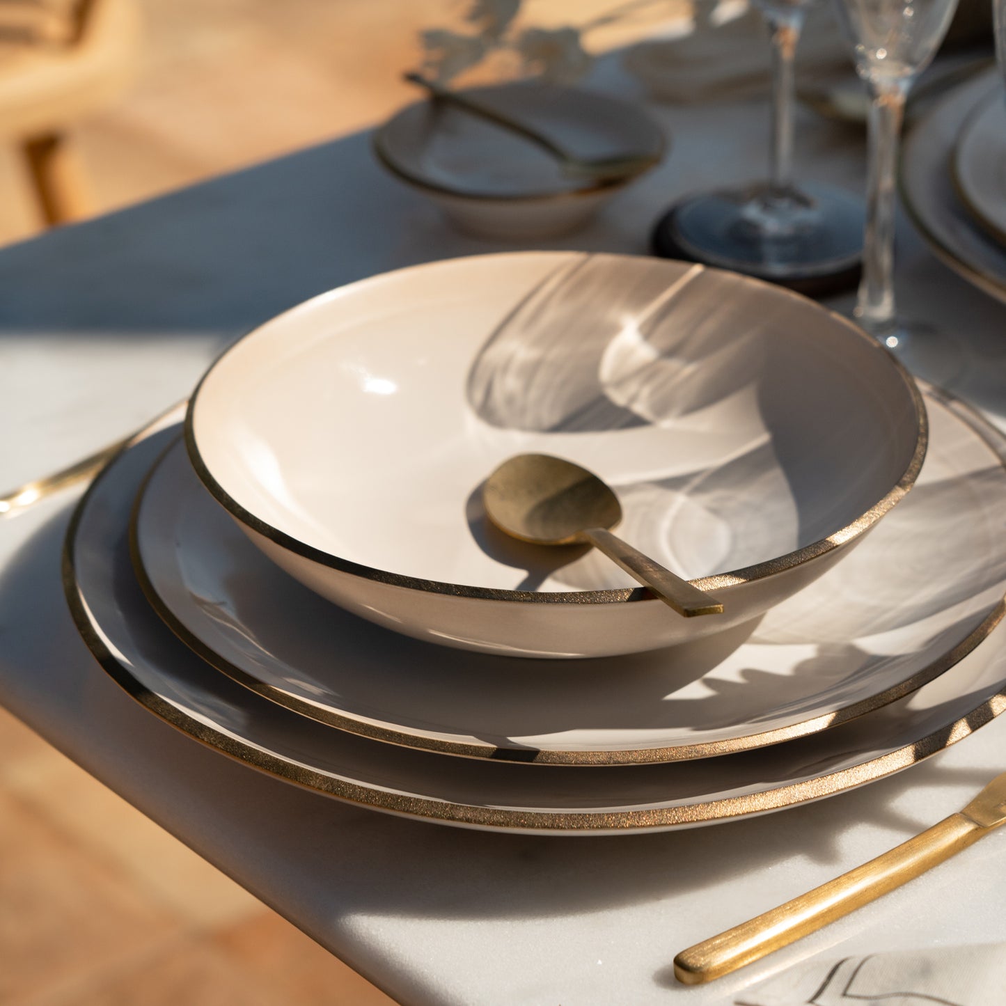 Deep plate NOSSE EDGE 20 cm Ivory Gold