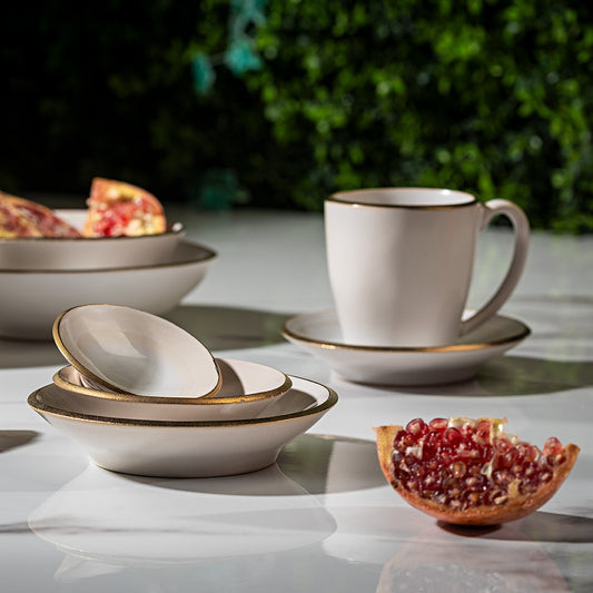 Cup and saucer NOSSE EDGE 250 ml Ivory Gold