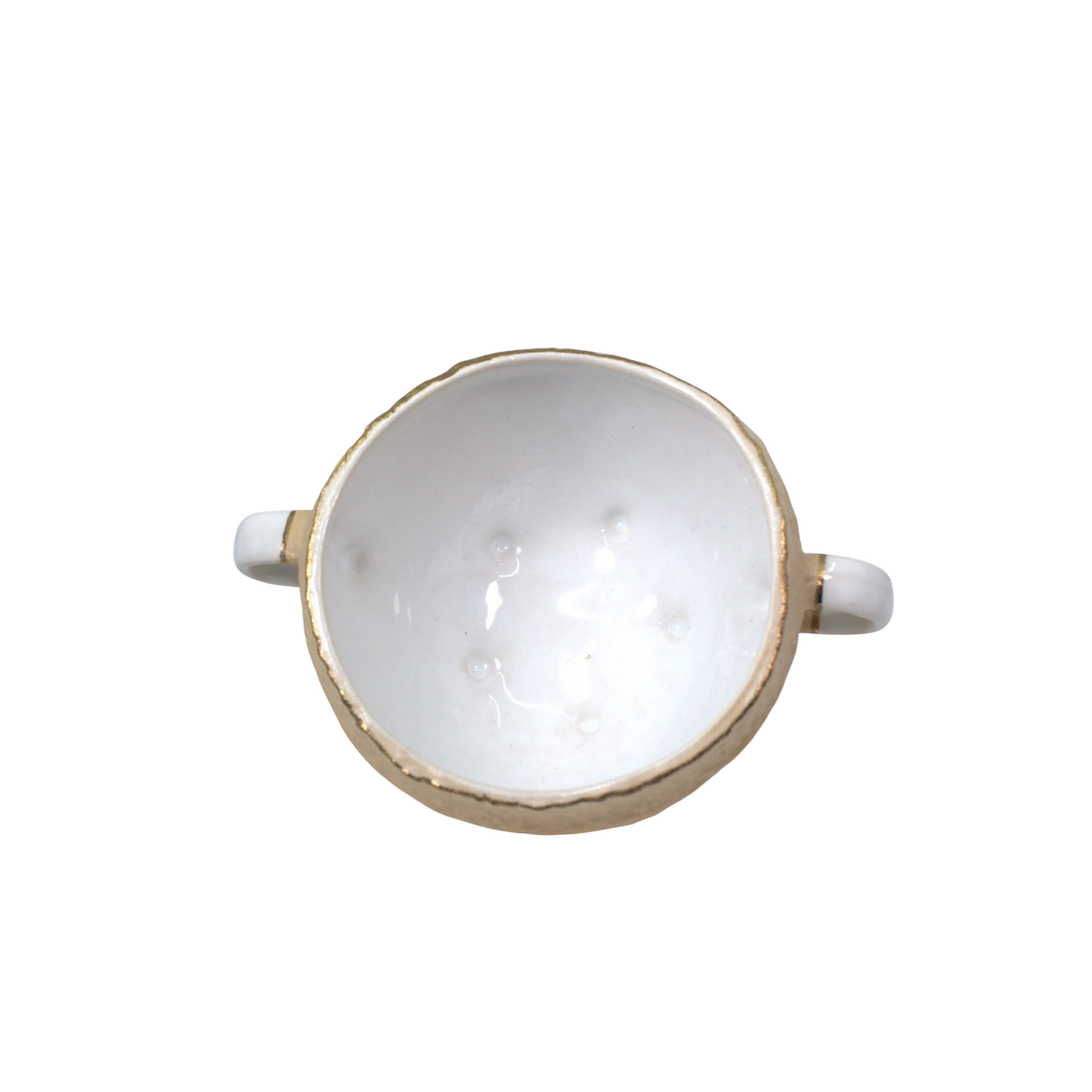 Top view of Nosse Ubuntu Bowl Aura Gold – white glazed interior