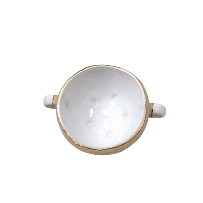 Top view of Nosse Ubuntu Bowl Aura Gold – white glazed interior