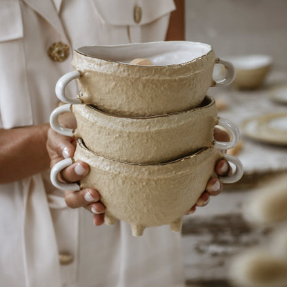 Stack of three Nosse Ubuntu Bowls Aura Gold – Portuguese ceramics collection